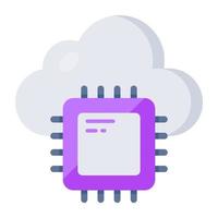 Conceptual flat design icon of cloud chip vector