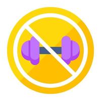 Conceptual flat design icon of no dumbbells vector