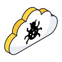 Cloud bug icon available for instant download vector