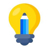 Pencil inside lightbulb, icon of creative writing vector