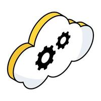 Conceptual flat design icon of cloud setting vector