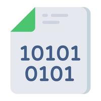 Conceptual flat design icon of binary data file vector