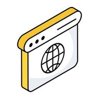 Icon of web browser in flat design vector