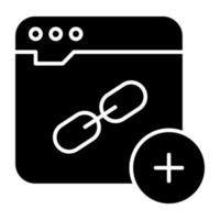 Solid design icon of add web linkage vector