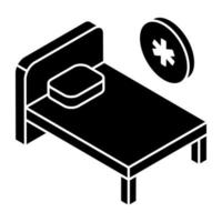 An filled design icon of hospital bed vector