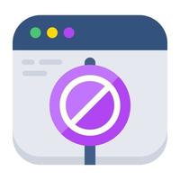 Conceptual flat design icon of ban website vector