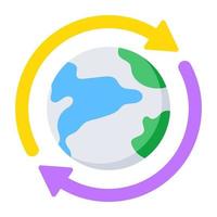 Conceptual flat design icon of global recycling vector