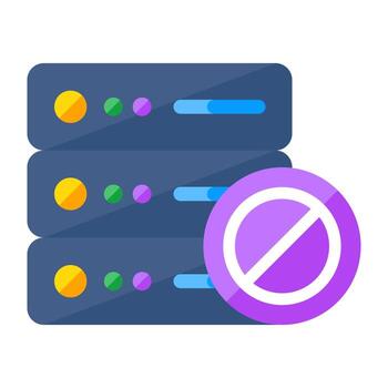 Flat design icon of server banned vector