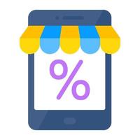 Conceptual flat design icon of mobile discount vector