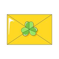Letter with Clover for Saint Patricks Day Good Luck Sticker Pop Art Groovy Funny vector
