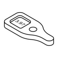 Sugar test machine icon, linear design of glucometer vector
