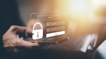 Smartphones with scan the protection system cyber security, Login, User, identification information security and encryption, secure access to user's personal information, secure Internet access photo