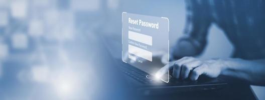 Security and reset password login online concept  Hands typing and entering username and password of social media, log in with smartphone to an online bank account, data protection from hacker photo