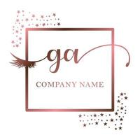 Initial logo GA handwriting women eyelash makeup cosmetic wedding modern premium vector