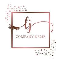 Initial logo LJ handwriting women eyelash makeup cosmetic wedding modern premium vector