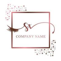 Initial logo SX handwriting women eyelash makeup cosmetic wedding modern premium vector