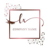 inicial logo lx escritura mujer pestaña maquillaje cosmético Boda moderno prima vector