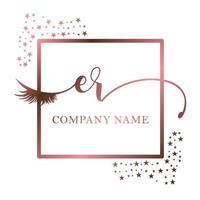 Initial logo ER handwriting women eyelash makeup cosmetic wedding modern premium vector