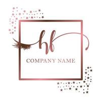 Initial logo HF handwriting women eyelash makeup cosmetic wedding modern premium vector