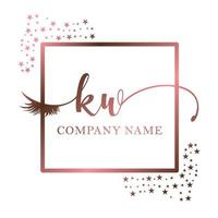 inicial logo kw escritura mujer pestaña maquillaje cosmético Boda moderno prima vector