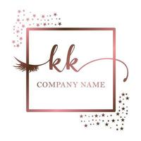 Initial logo KK handwriting women eyelash makeup cosmetic wedding modern premium vector