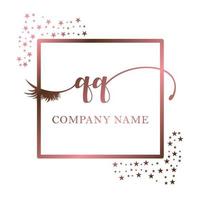 Initial logo QQ handwriting women eyelash makeup cosmetic wedding modern premium vector