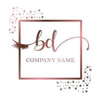 Initial logo BD handwriting women eyelash makeup cosmetic wedding modern premium vector
