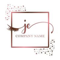 Initial logo JE handwriting women eyelash makeup cosmetic wedding modern premium vector