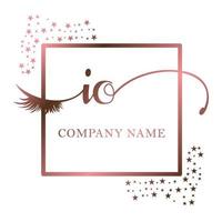 Initial logo IO handwriting women eyelash makeup cosmetic wedding modern premium vector