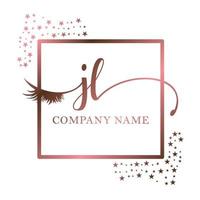 inicial logo jl escritura mujer pestaña maquillaje cosmético Boda moderno prima vector