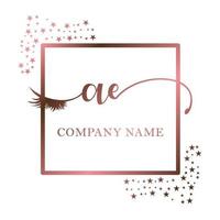 Initial logo AE handwriting women eyelash makeup cosmetic wedding modern premium vector