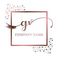Initial logo GV handwriting women eyelash makeup cosmetic wedding modern premium vector