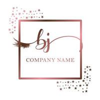 Initial logo BJ handwriting women eyelash makeup cosmetic wedding modern premium vector
