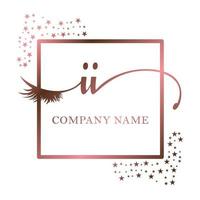 Initial logo II handwriting women eyelash makeup cosmetic wedding modern premium vector