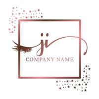 inicial logo Ji escritura mujer pestaña maquillaje cosmético Boda moderno prima vector