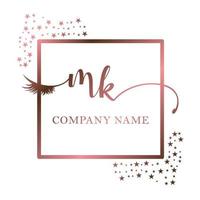 Initial logo MK handwriting women eyelash makeup cosmetic wedding modern premium vector