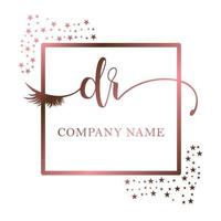 Initial logo DR handwriting women eyelash makeup cosmetic wedding modern premium vector