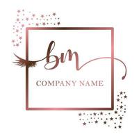 Initial logo BM handwriting women eyelash makeup cosmetic wedding modern premium vector