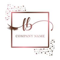 Initial logo FB handwriting women eyelash makeup cosmetic wedding modern premium vector