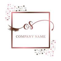 Initial logo OS handwriting women eyelash makeup cosmetic wedding modern premium vector