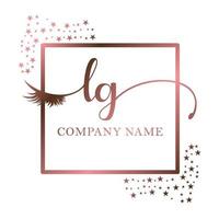 Initial logo LG handwriting women eyelash makeup cosmetic wedding modern premium vector
