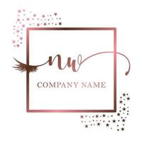 Initial logo NW handwriting women eyelash makeup cosmetic wedding modern premium vector