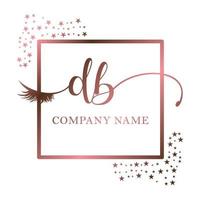 Initial logo DB handwriting women eyelash makeup cosmetic wedding modern premium vector