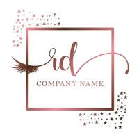 Initial logo RD handwriting women eyelash makeup cosmetic wedding modern premium vector