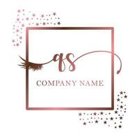 Initial logo QS handwriting women eyelash makeup cosmetic wedding modern premium vector