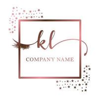 Initial logo KL handwriting women eyelash makeup cosmetic wedding modern premium vector