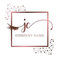 Initial logo JC handwriting women eyelash makeup cosmetic wedding modern premium vector