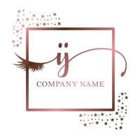 inicial logo ij escritura mujer pestaña maquillaje cosmético Boda moderno prima vector