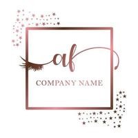 Initial logo AF handwriting women eyelash makeup cosmetic wedding modern premium vector