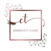 Initial logo CT handwriting women eyelash makeup cosmetic wedding modern premium vector